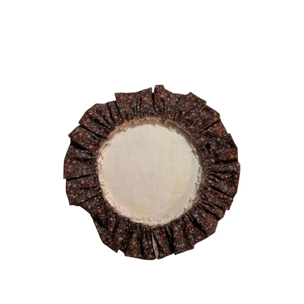Vintage Embroidery Hoop Wall Art Monogram H Lace Ruffle Brown Floral 9